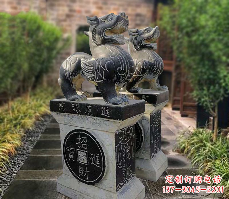 廊坊貔貅石雕小区看门雕塑