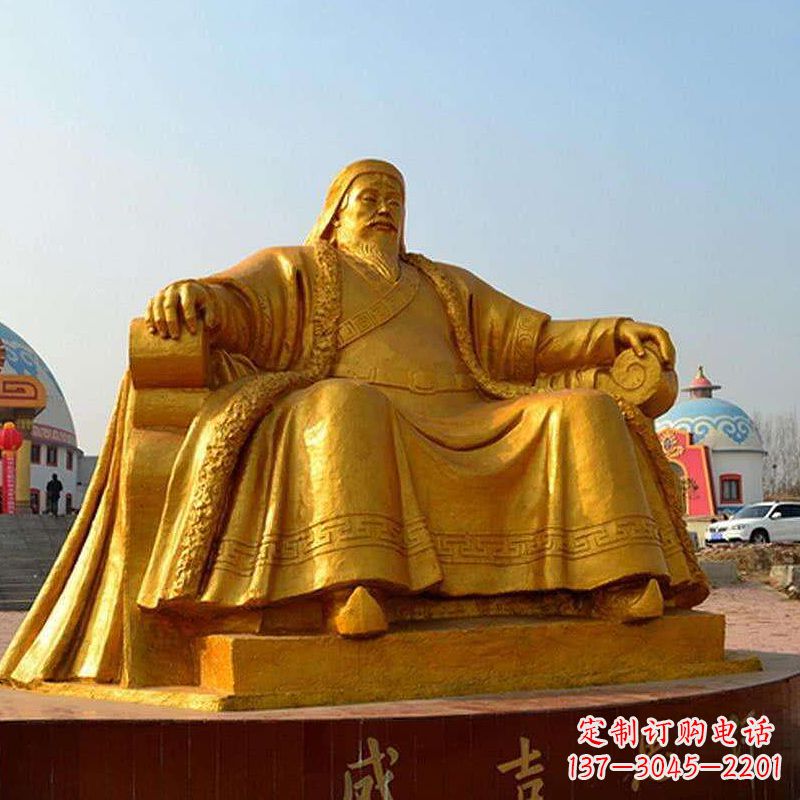 廊坊雕刻古代传奇军事家成吉思汗铜雕像