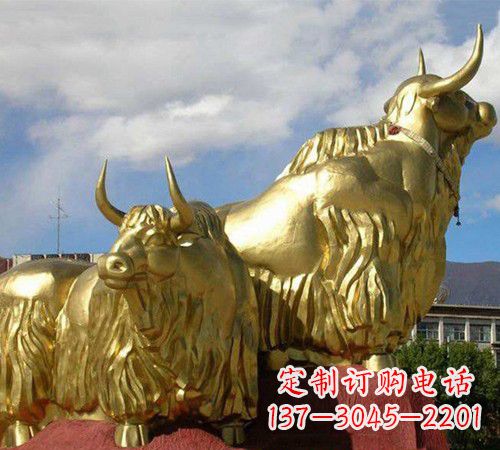 廊坊漆金牦牛铜雕