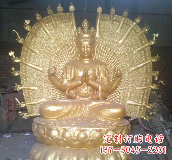 廊坊漆金铜雕佛像