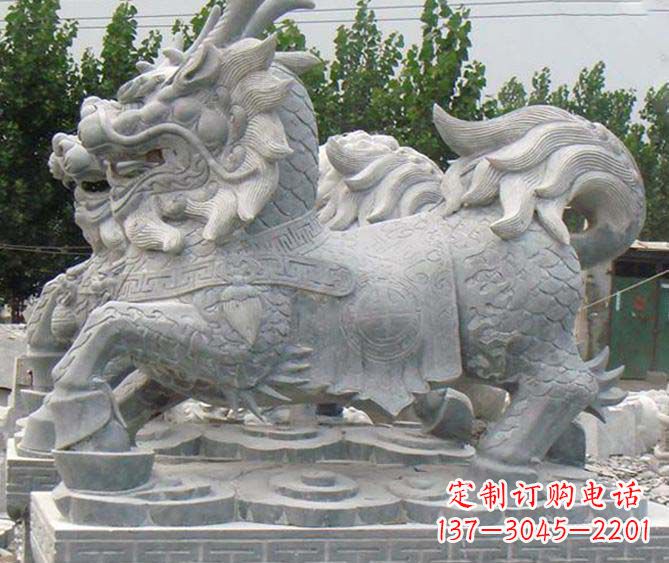 廊坊古典麒麟招财神兽石雕,传承古典非凡财富之美