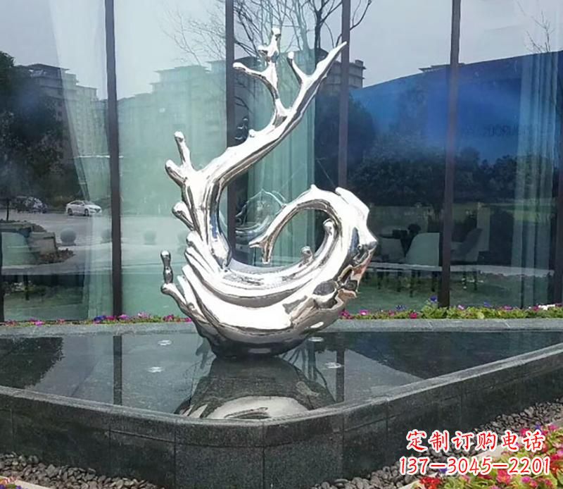 廊坊炫耀雕塑——不锈钢火苗抽象雕塑