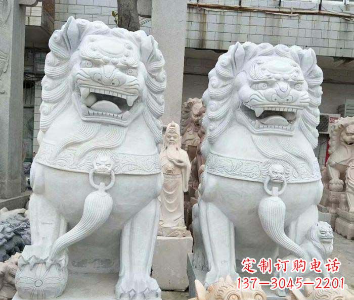 廊坊企业景观大理石狮子石雕 (3)