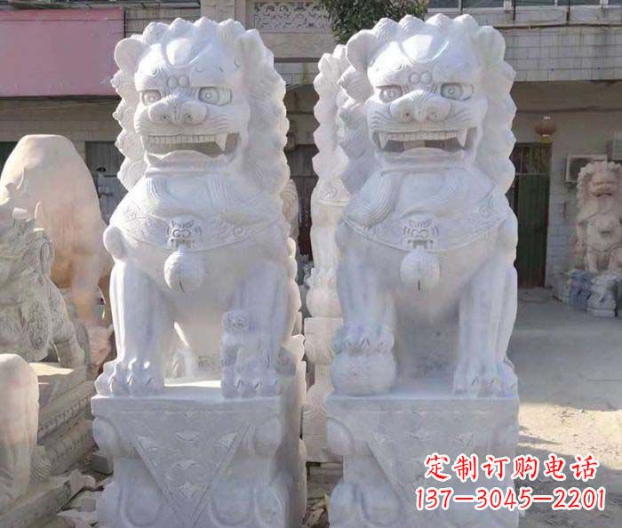 廊坊企业景观大理石狮子石雕