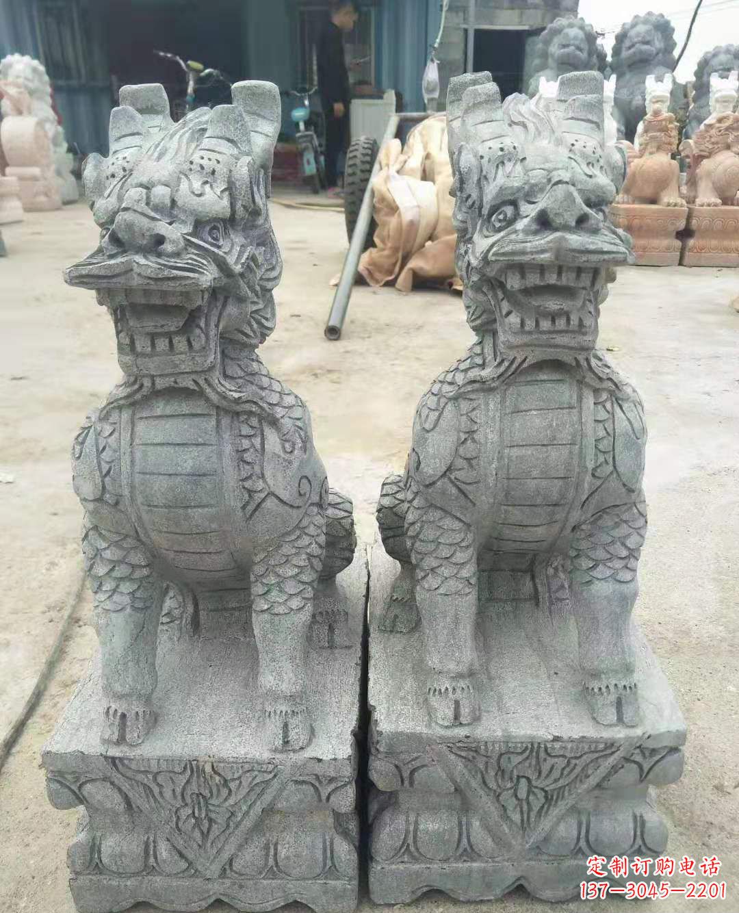 廊坊古典雅致的麒麟石雕