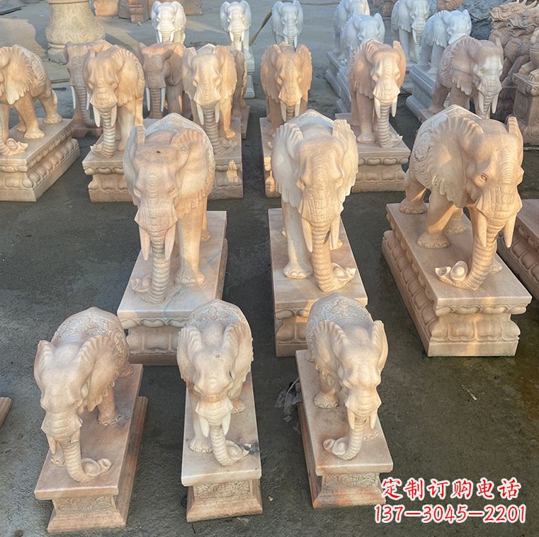廊坊翘鼻大象石雕