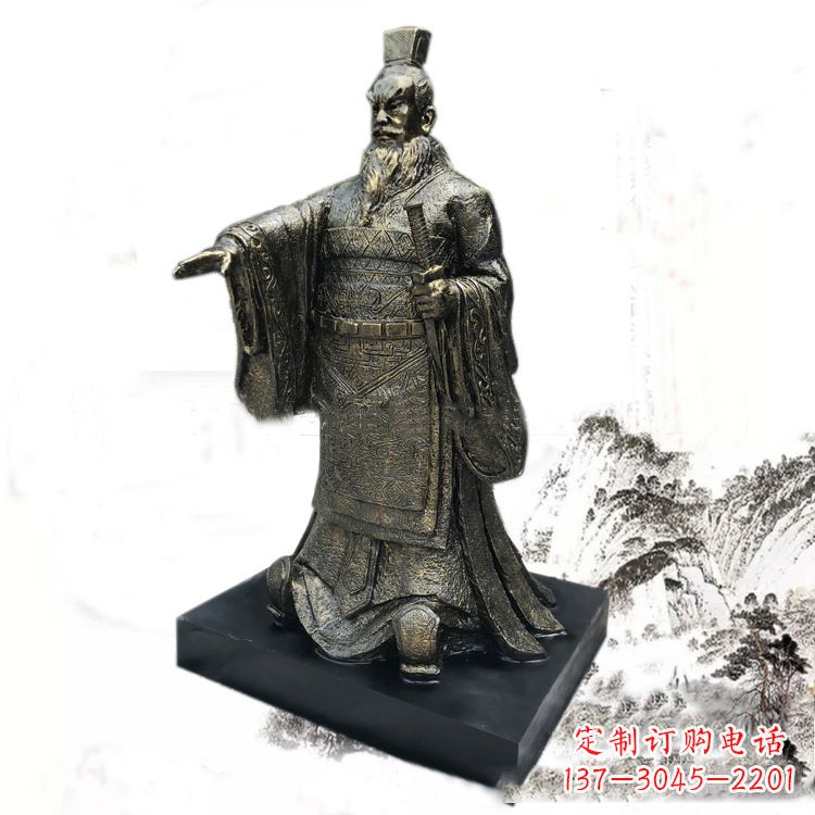 廊坊精美秦始皇玻璃钢仿铜雕塑