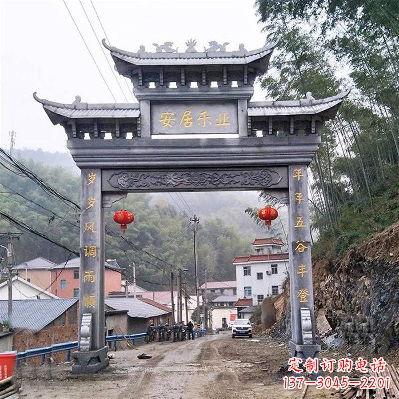 廊坊青石单门石牌坊——精美传承中国传统文化雕塑