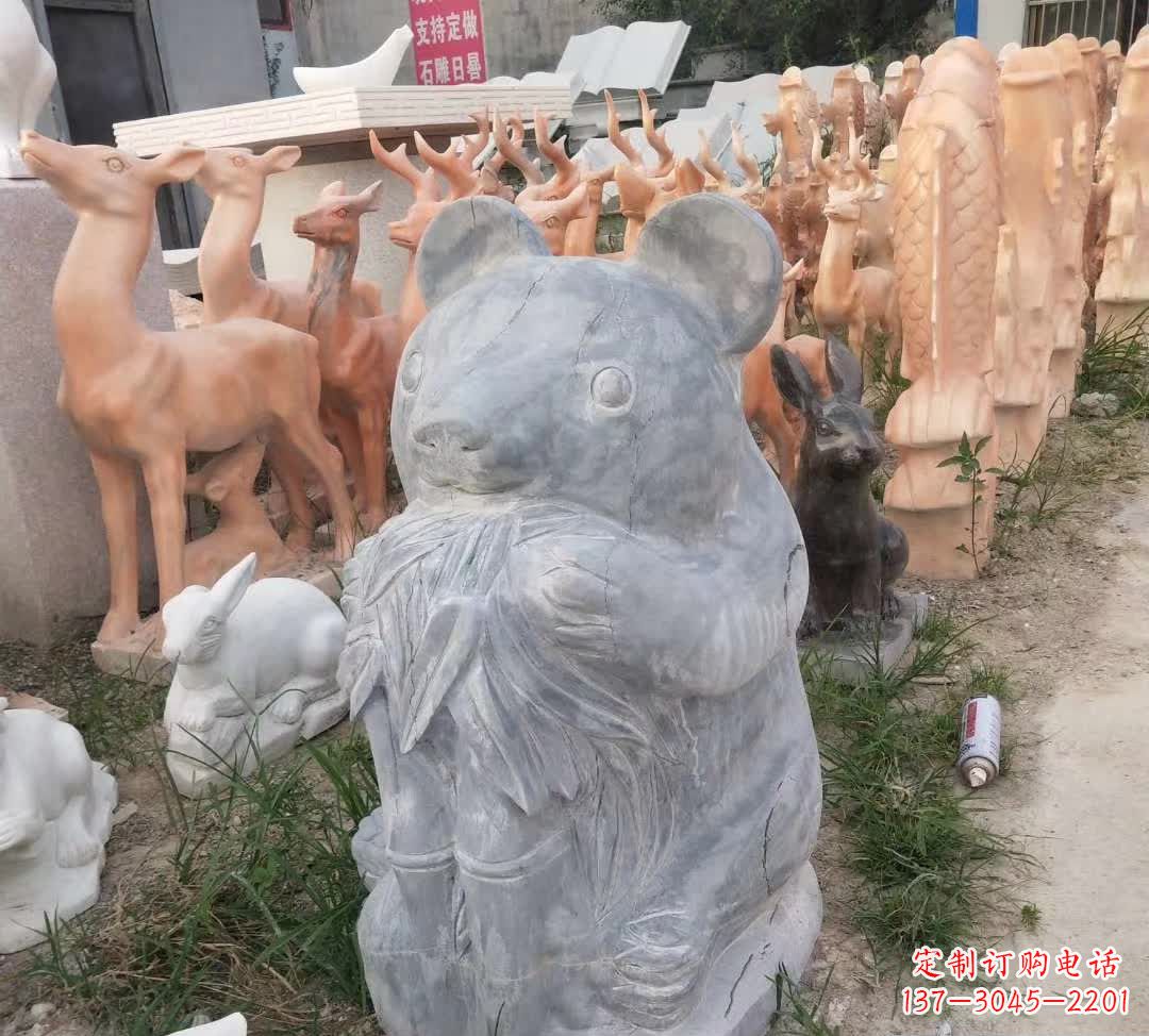 廊坊青石熊猫雕塑,传承古典文化