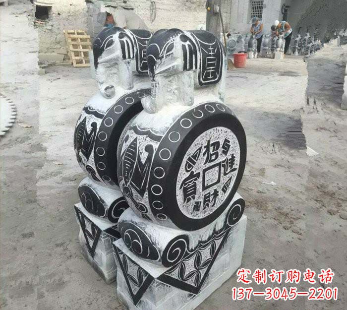 廊坊华丽雅致!青石仿古招财进宝大象门墩
