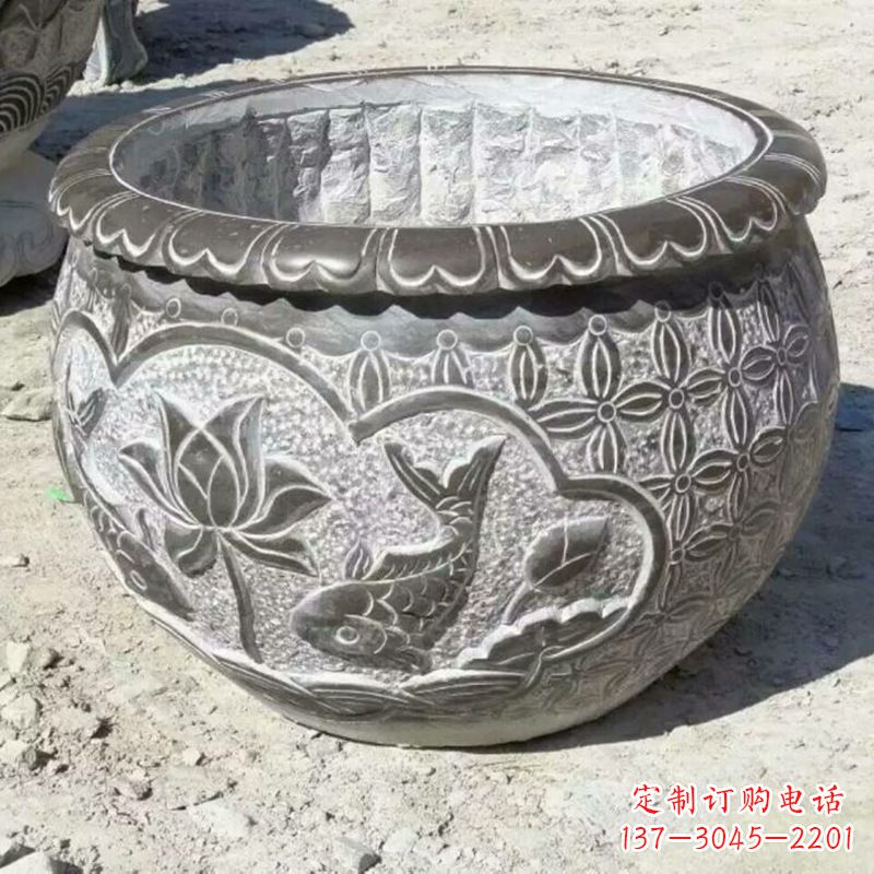 廊坊精致青石浮雕水缸,为您打造精美绝伦的定制雕塑