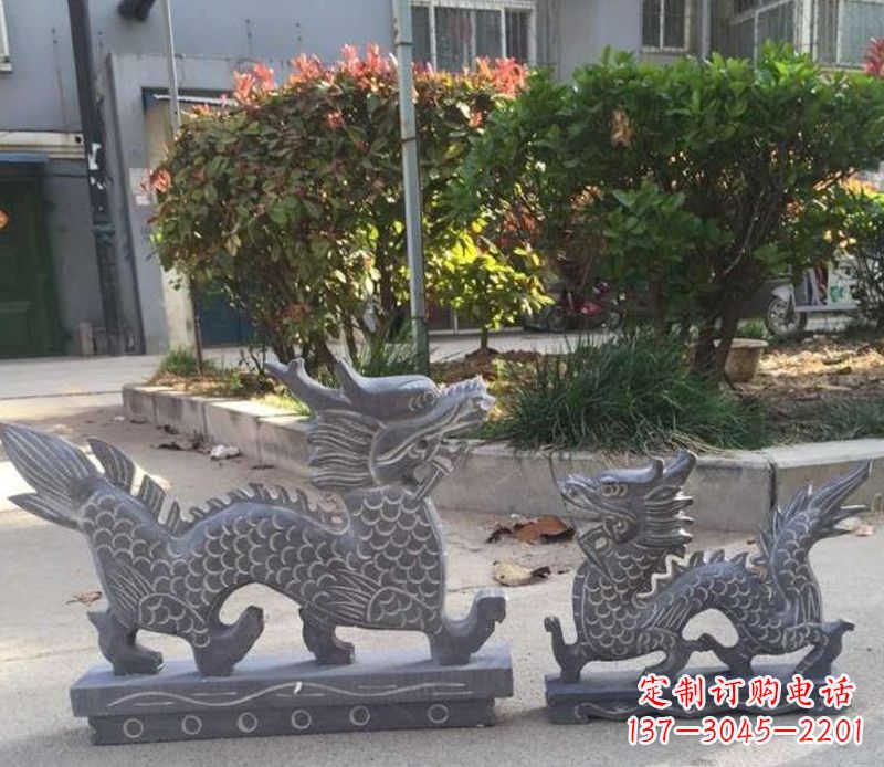 廊坊青石母子龙雕塑