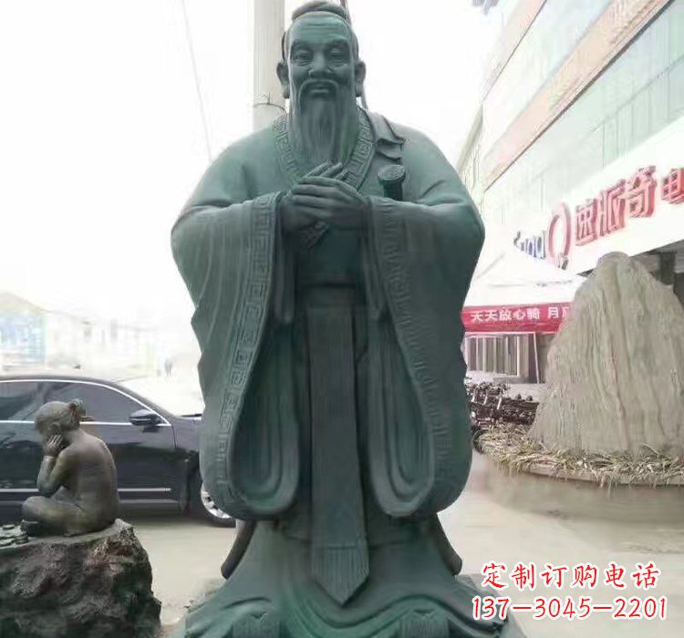 廊坊精美的青铜孔子雕像