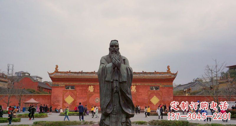 廊坊传统文化艺术品,青铜孔子行教人物雕塑