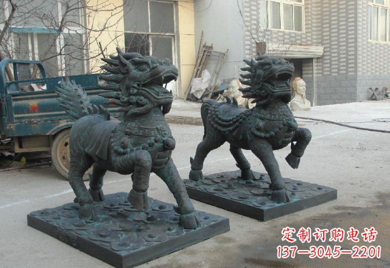 廊坊唯美雕塑:青铜立式麒麟
