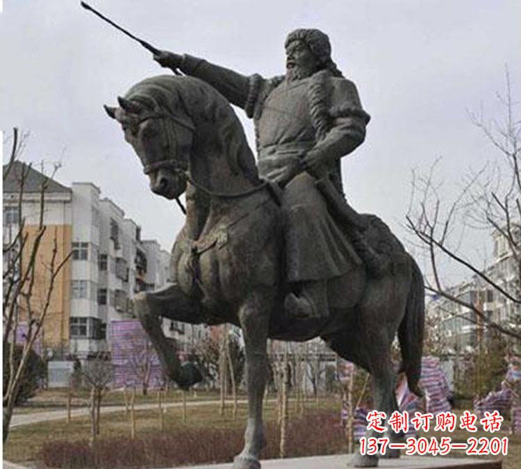 廊坊精致雕刻成吉思汗青铜骑马