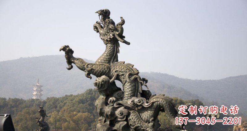 廊坊中领雕塑|传统青铜神龙出水铜雕
