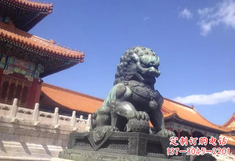 廊坊精致青铜狮子雕塑,表达荣耀之美