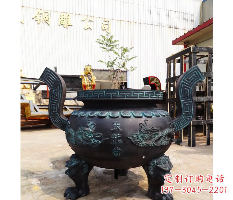 廊坊精美青铜寺庙广场香炉雕塑