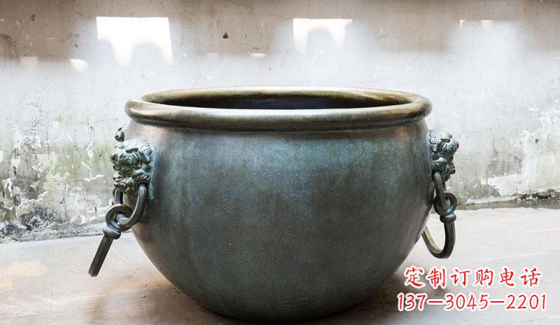 廊坊精美青铜水缸雕塑,赏心悦目