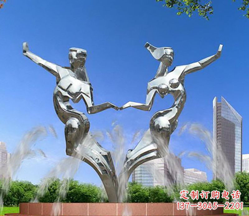 廊坊爱情镌刻,不锈钢抽象情侣雕塑