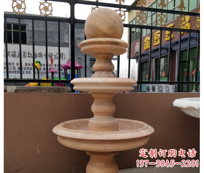 廊坊风水球石雕,晚霞红别墅装饰精品