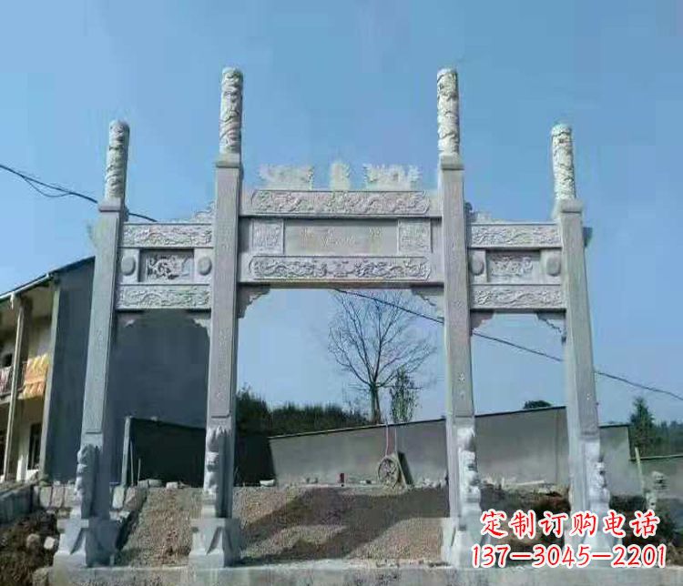 廊坊三门仿古牌坊石雕 (4)