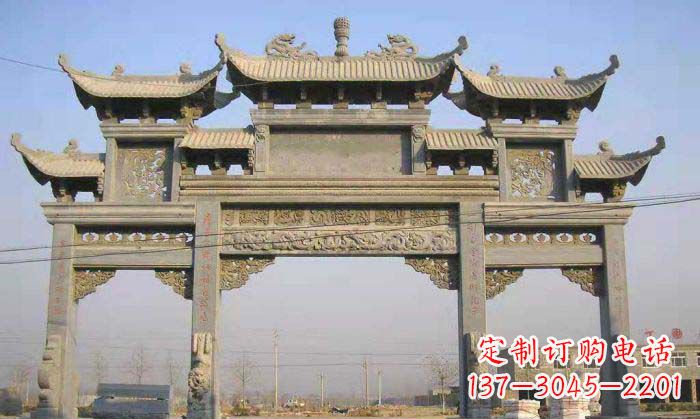 廊坊特色街角石雕牌坊精致典雅的装点