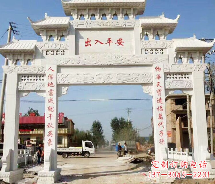 廊坊三门石牌坊石雕艺术