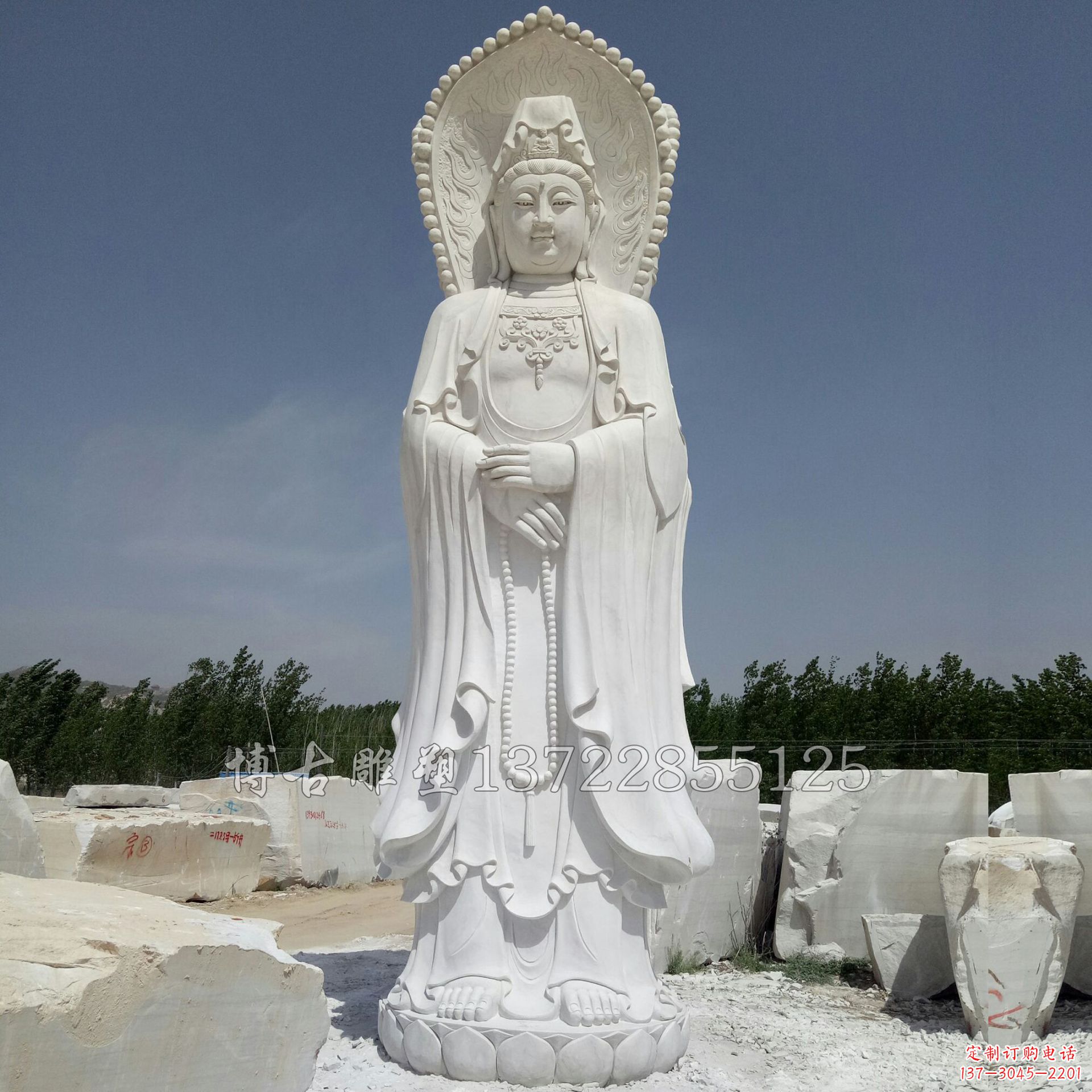 廊坊观赏性质的三面观音石雕塑