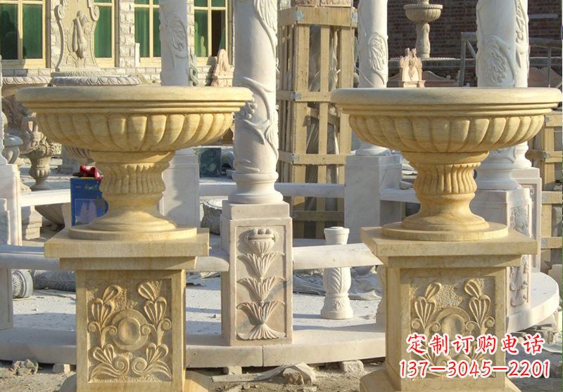廊坊砂岩别墅花盆雕塑