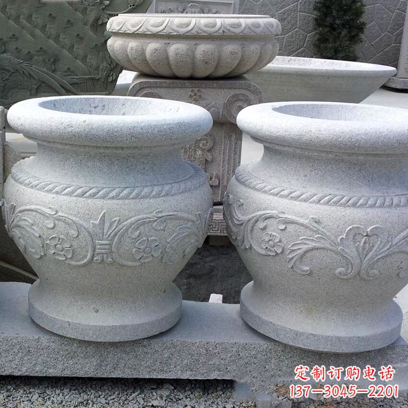 廊坊砂岩刻画花盆石雕