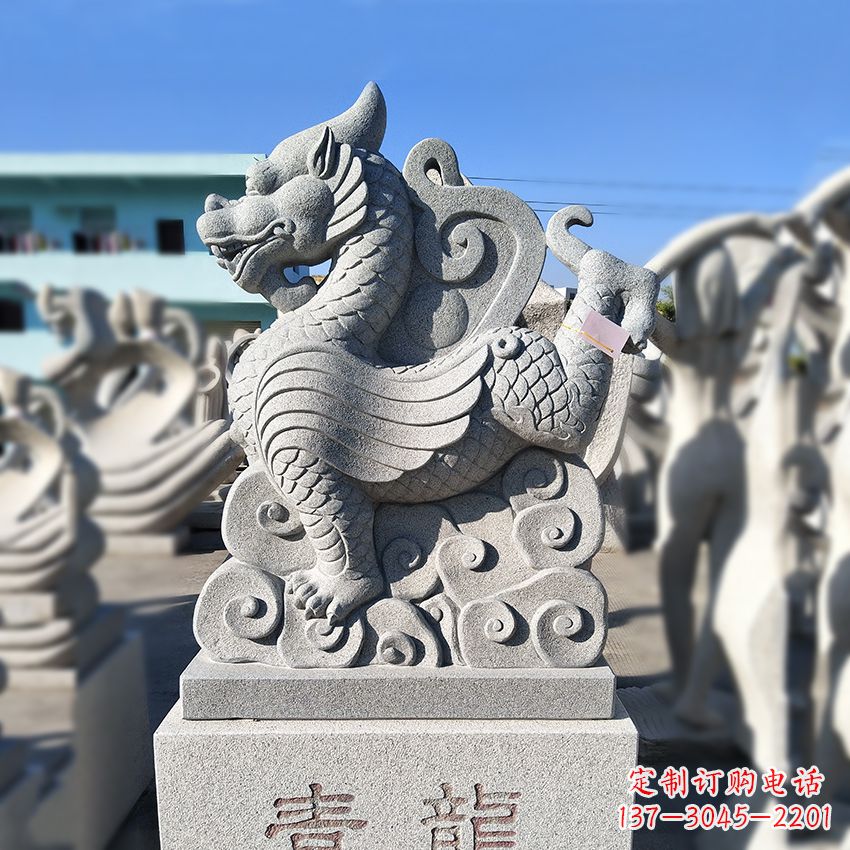 廊坊造型独特的上古四灵之青龙砂岩石雕塑