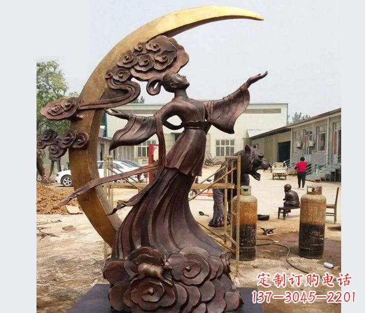廊坊中领雕塑:精美嫦娥月亮铜雕
