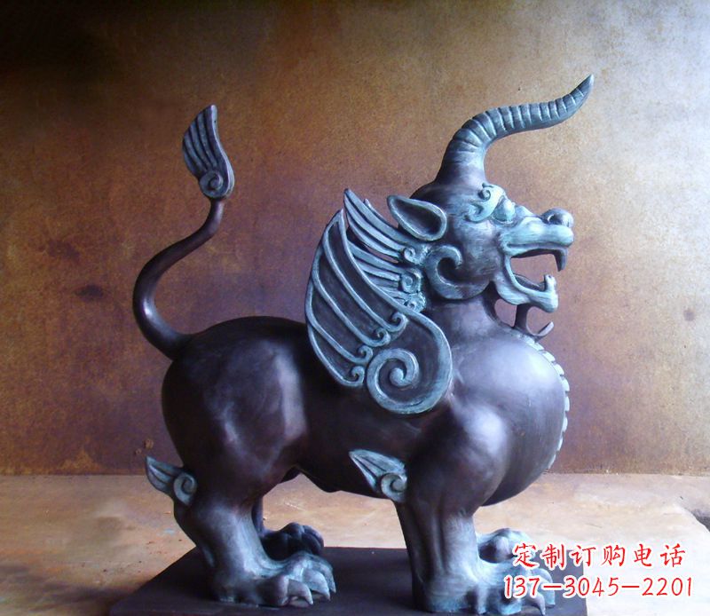 廊坊传承中国神兽文化的独角兽铜雕塑