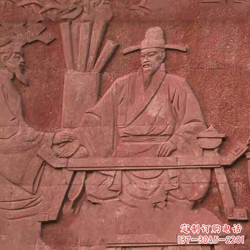 廊坊沈括砂岩浮雕,重现学校历史名人壁画
