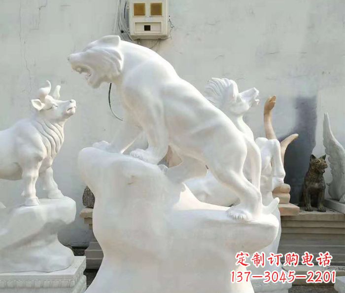 廊坊中领雕塑:汉白玉老虎雕塑