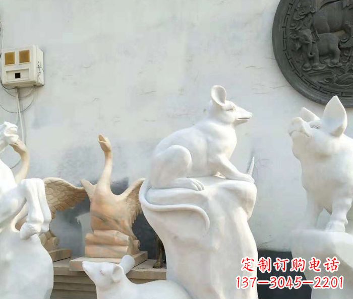 廊坊独具个性的汉白玉老鼠石雕