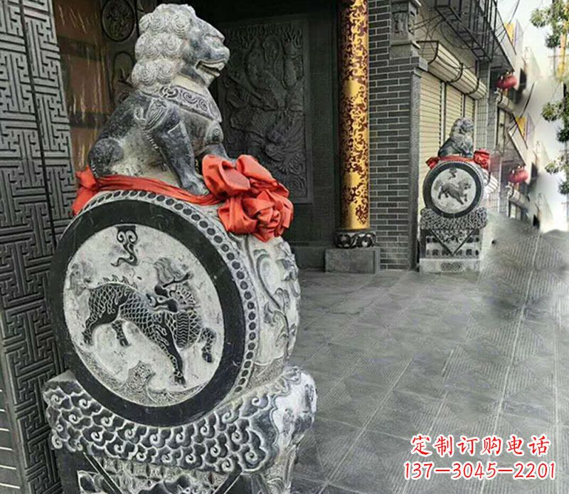廊坊狮子抱鼓石门墩雕塑,体现古典风格