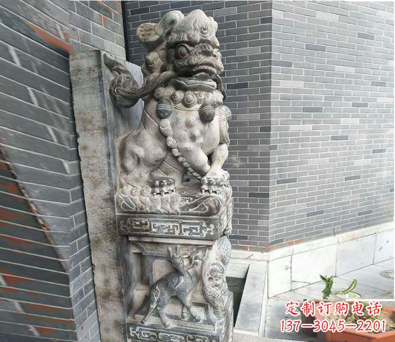 廊坊中领雕塑仿古石门墩石雕