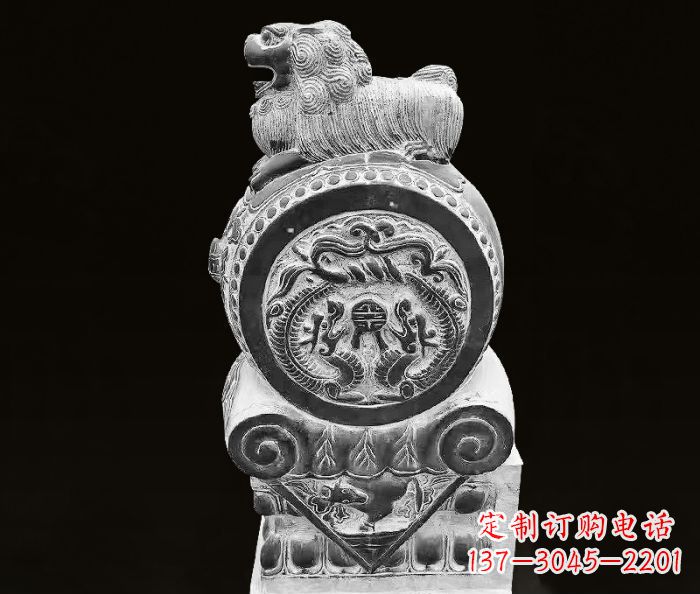 廊坊狮子石抱鼓仿古石门墩