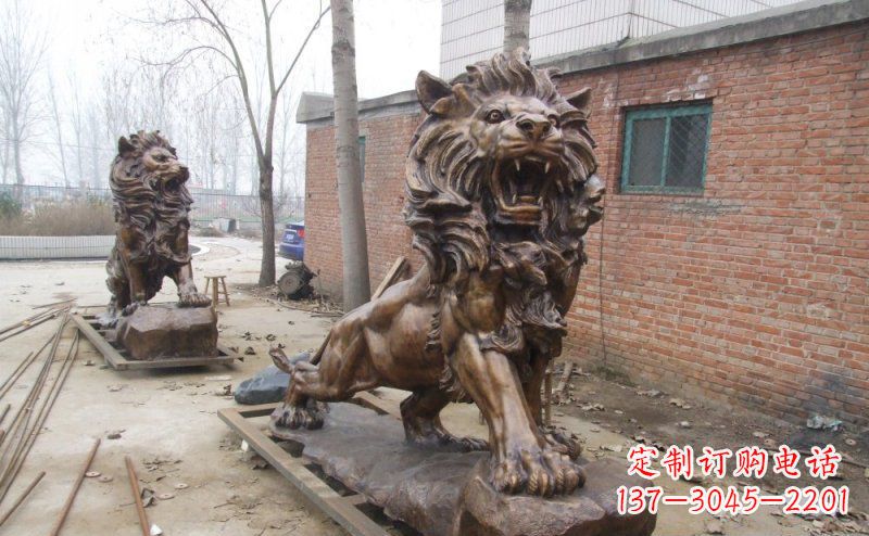 廊坊狮子企业动物铜雕