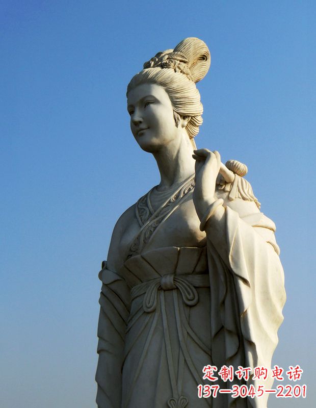 廊坊十二花神九月菊花庞苏汉白玉美女雕像