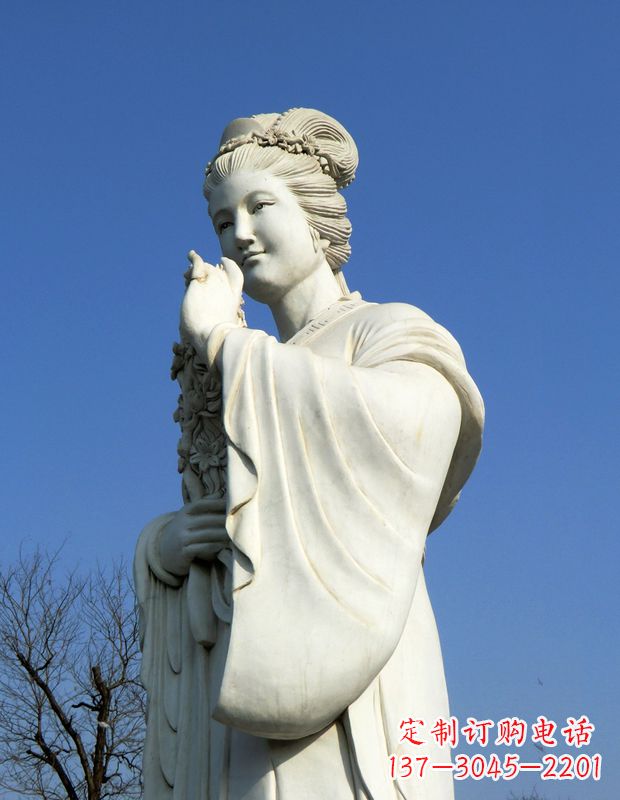 廊坊十二花神之三月桃花息夫人汉白玉精美美女雕像