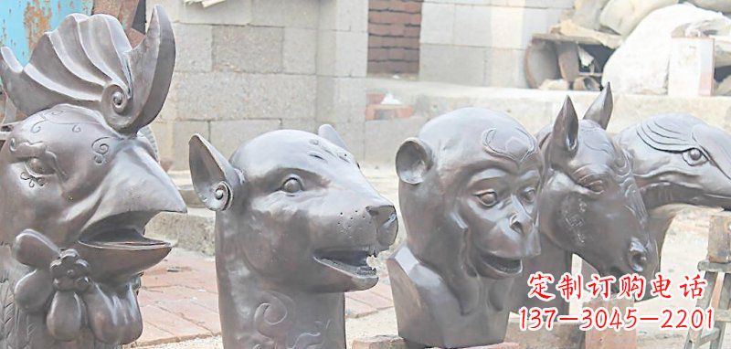 廊坊十二生肖兽首动物铜雕