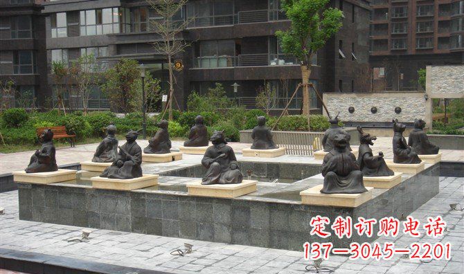 廊坊十二生肖小区景观铜雕