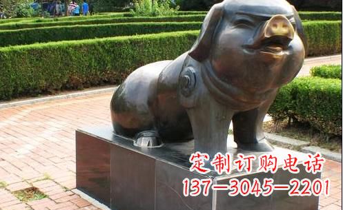 廊坊古典中国十二生肖猪铜雕塑
