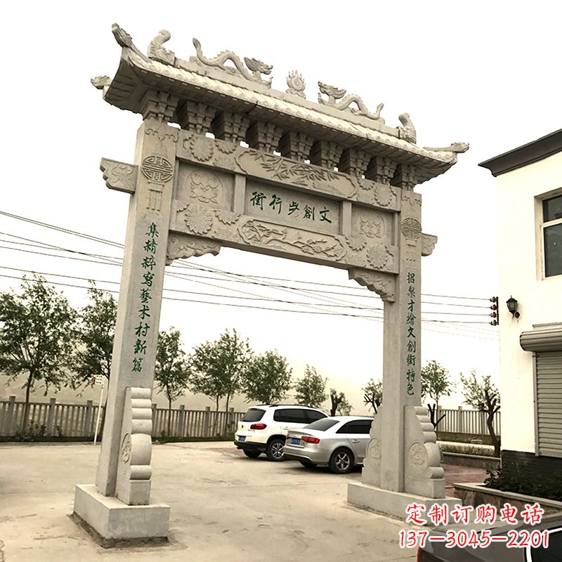 廊坊欣赏古老石材牌坊雕塑