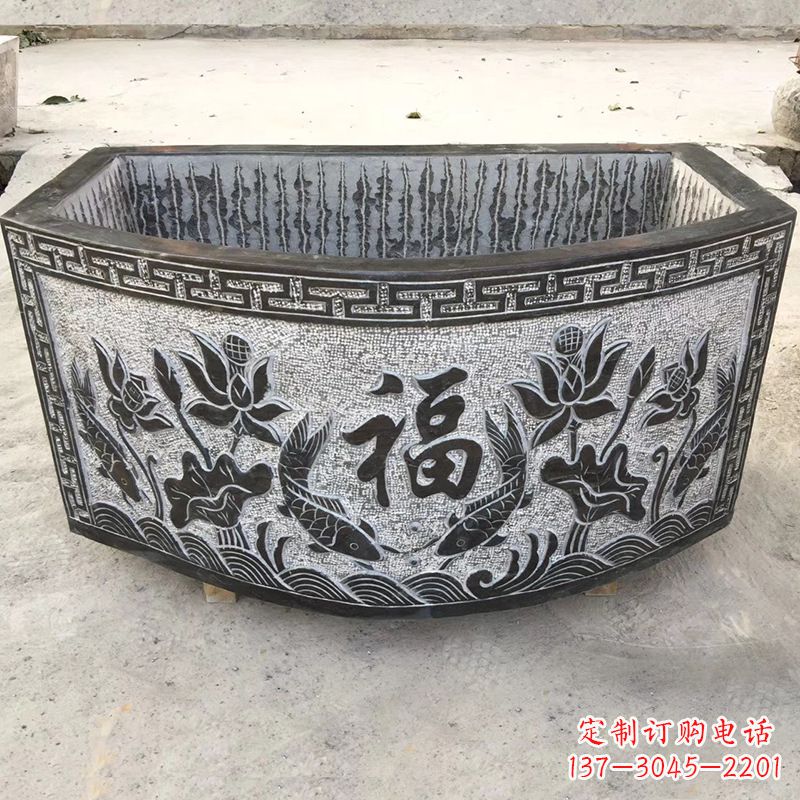 廊坊欣赏自然美景,石槽养鱼缸静谧雕塑