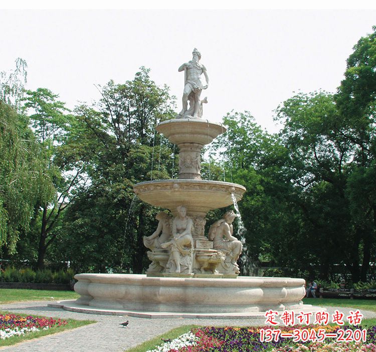 廊坊石雕跌水喷泉塑型,给园林增添美感